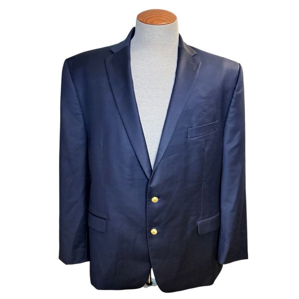 Lauren Ralph Lauren Mens Navy Blue Blazer Wool 48R Preppy Classic
